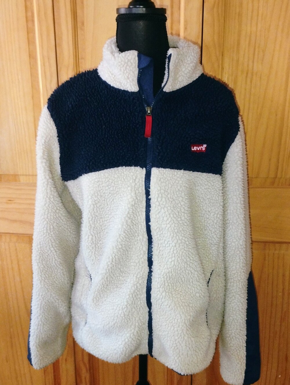 Levi's Kids Two-Tone Sherpa Jacket in Navy and Cream
